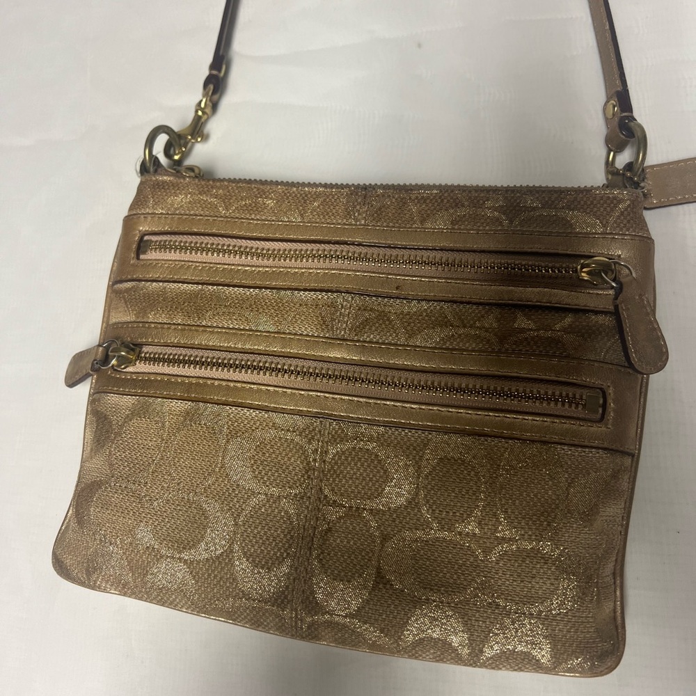 Coach Gold Crossbody Bag with Gold Accents